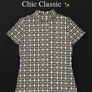 Anne Klein Geometric Print Mock Neck To